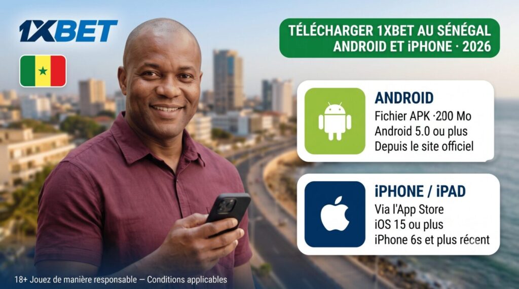 Télécharger l'application 1xBet au Sénégal — Android via APK et iPhone via App Store