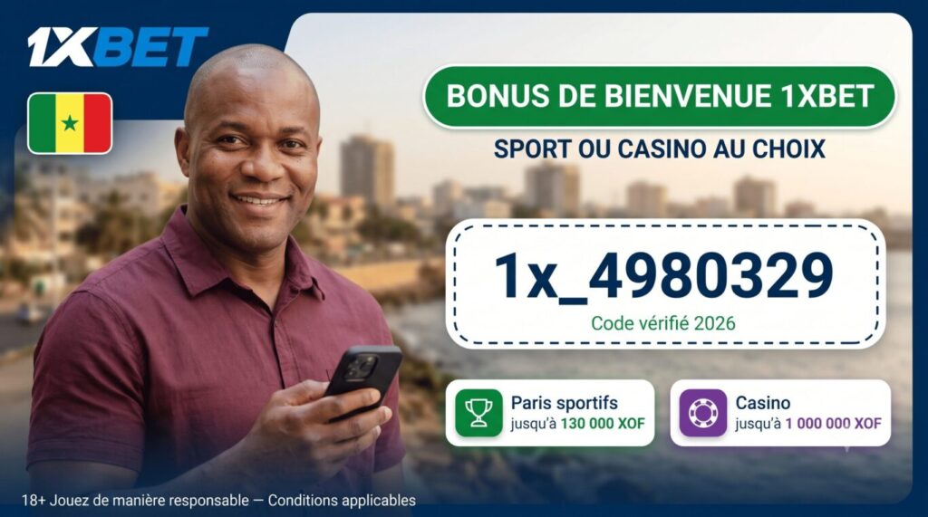 Bonus de bienvenue 1xBet Sénégal avec le code promo 1x_4980329